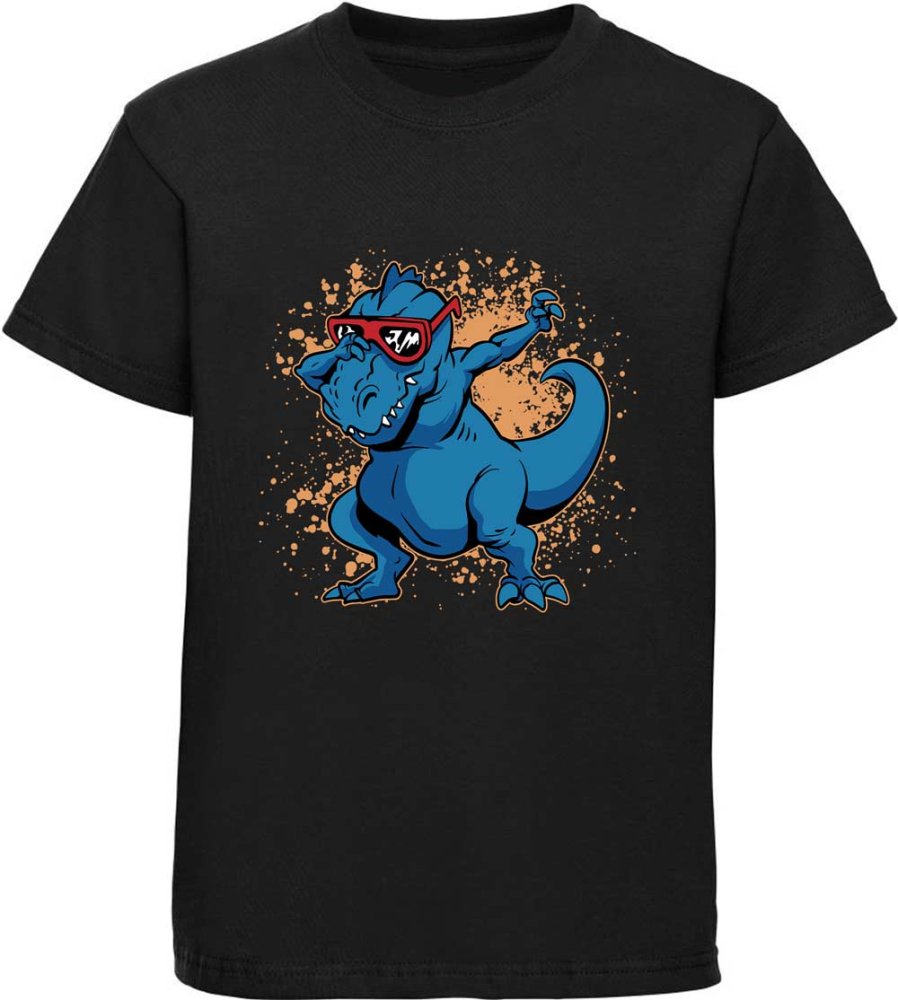 Bedrucktes Kinder tanzender T-Rex mit Brille i49